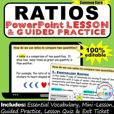 WRITING RATIOS &amp; EQUIVALENT RATIOS PowerPoint Lesson &amp; Guided Practice