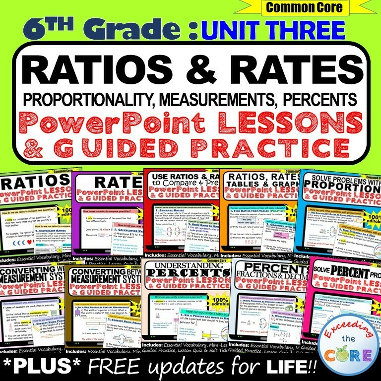 RATIOS &amp; RATE UNIT : 6th Grade PowerPoint Lessons &amp; Guided Practice BUNDLE