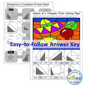 VOLUME OF TRIANGULAR PRISMS Maze, Riddle, Coloring Page