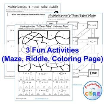1 TIMES-TABLE MULTIPLICATION FACTS Maze, Riddle, Color by Number
