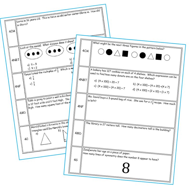 4th Grade Daily or Weekly Spiral Math Review {Common Core} 100% Editable