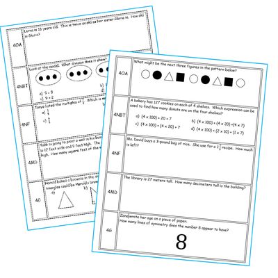 4th Grade Daily or Weekly Spiral Math Review {Common Core} 100% Editable