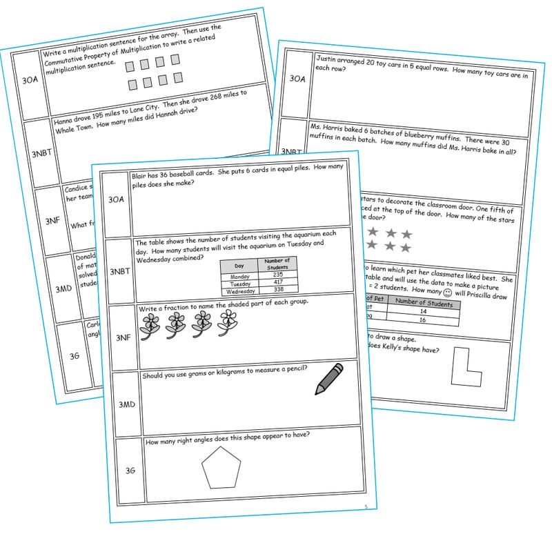 3rd Grade Daily or Weekly Spiral Math Review {Common Core} - 100% Editable