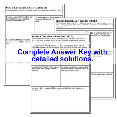 3rd Grade Number &amp; Operations Base Ten Standards-Based Assessments | 3.NBT.1-3