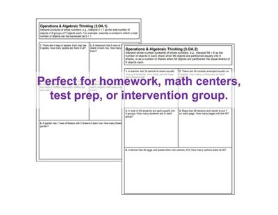 3rd Grade Operations &amp; Algebraic Thinking Standards-Based Assessments | 3.OA.1-9