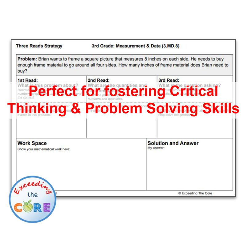 Three Reads Strategy - Grade 3: MEASUREMENT &amp; DATA Word Problems 3.MD