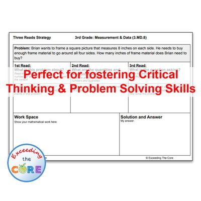 Three Reads Strategy - Grade 3: MEASUREMENT &amp; DATA Word Problems 3.MD