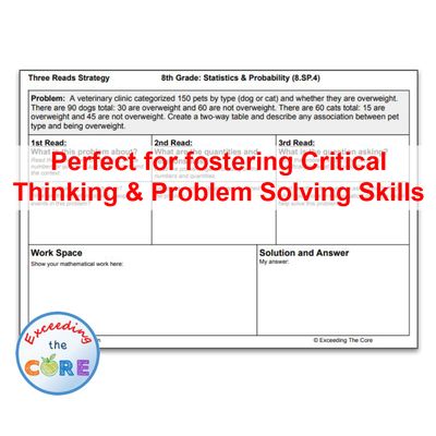 Three Reads Strategy : 8th Grade Word Problems FULL YEAR BUNDLE (all standards)