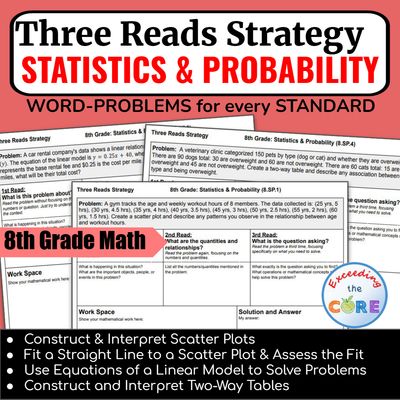 Three Reads Strategy - Grade 8: STATISTICS &amp; PROBABLITY Word Problems (8SP)