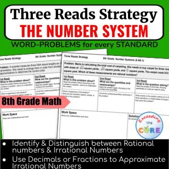 Three Reads Strategy - Grade 8: THE NUMBER SYSTEM Word Problems (8NS)