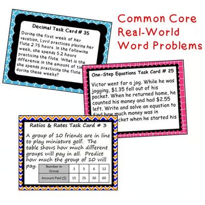 6th, 7th, 8th Grade Math TASK CARDS (Word Problems) | FULL YEAR Mega-Bundle