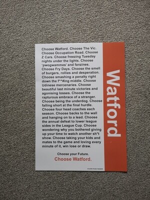 Watford Trainspotting-Style A3 Poster - Low Stock