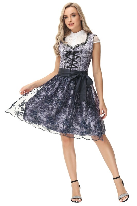 Black and Grey Damask Oktoberfest Dirndl
