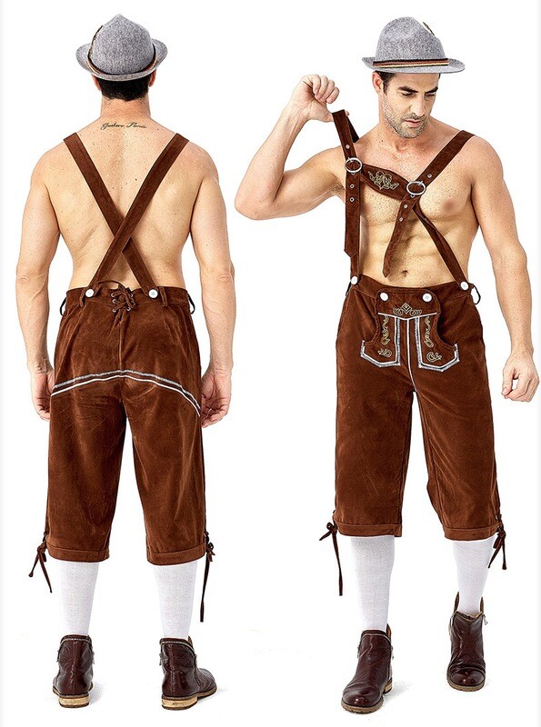 Brown Vegan Men&#39;s Oktoberfest Lederhosen