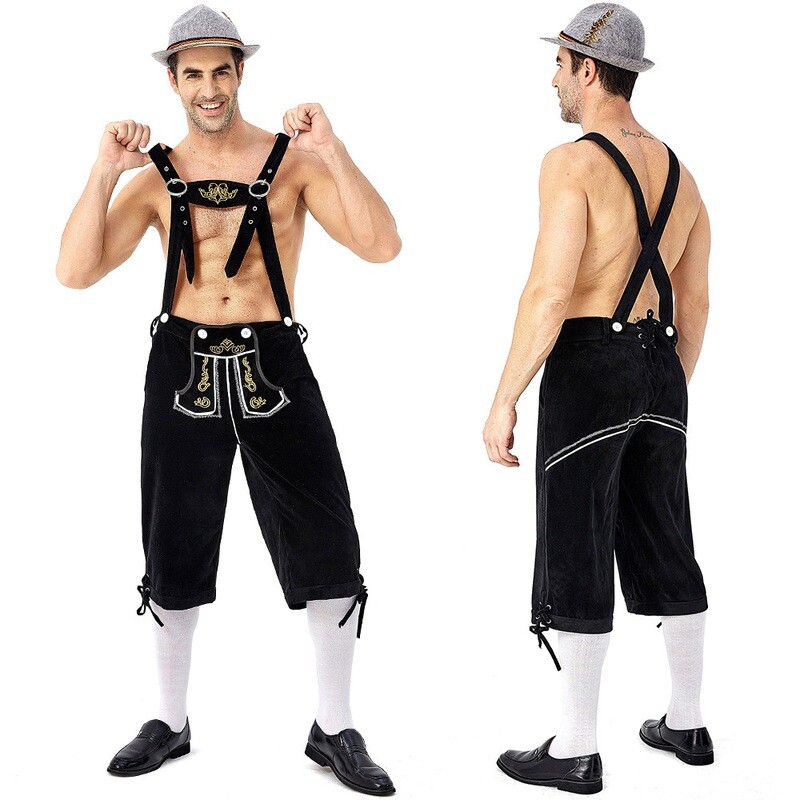 Black Vegan Men&#39;s Oktoberfest Lederhosen