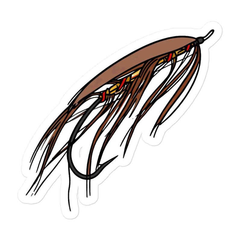 Gold Green Spey Fly Sticker