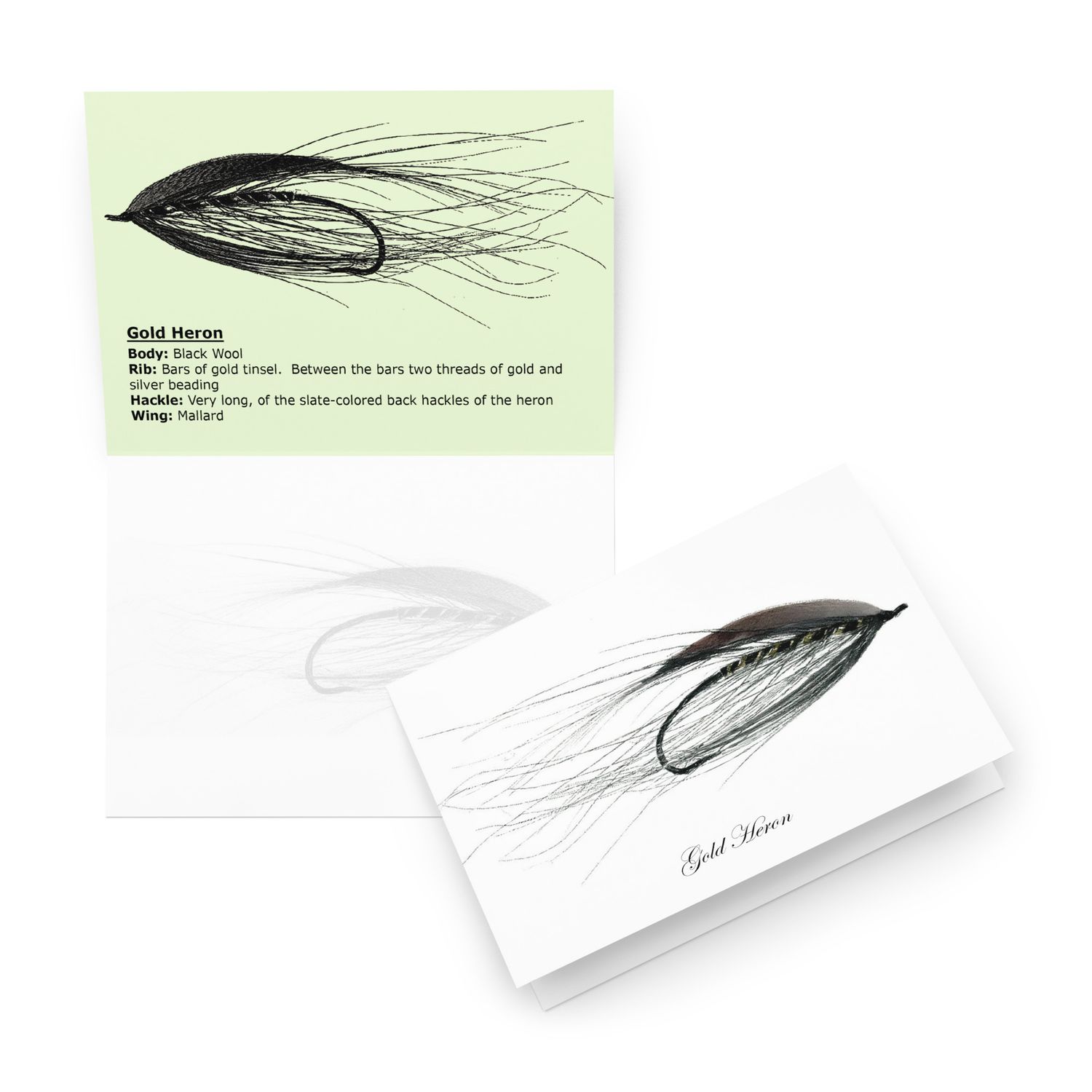 Gold Heron - Fly Tying Card