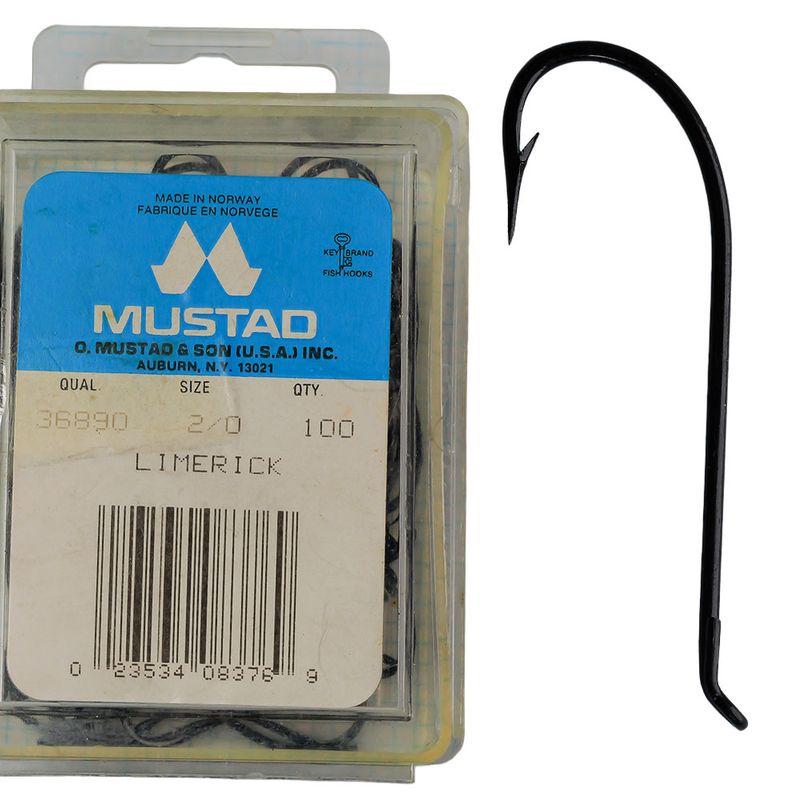 Vintage Mustad 36890 Salmon Fly Hooks - Size 2/0 (Box of 89)