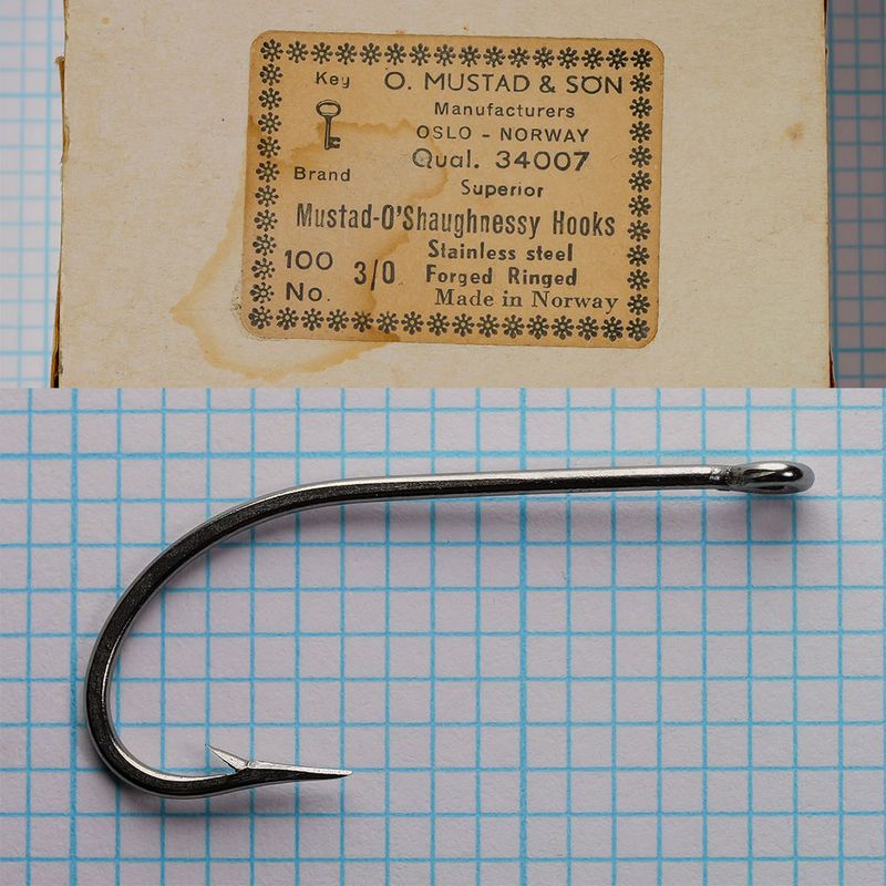 Vintage Mustad 34007, Size 3/0 (Box of 100)