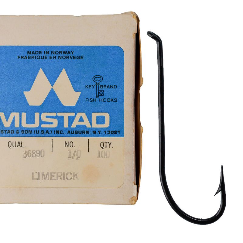 Vintage Mustad 36890 Salmon Fly Hooks - Size 1/0 (Box of 73)