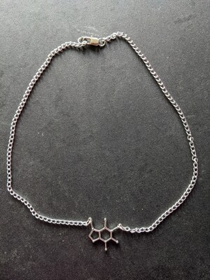 Caffeine Molecule Charm Necklace