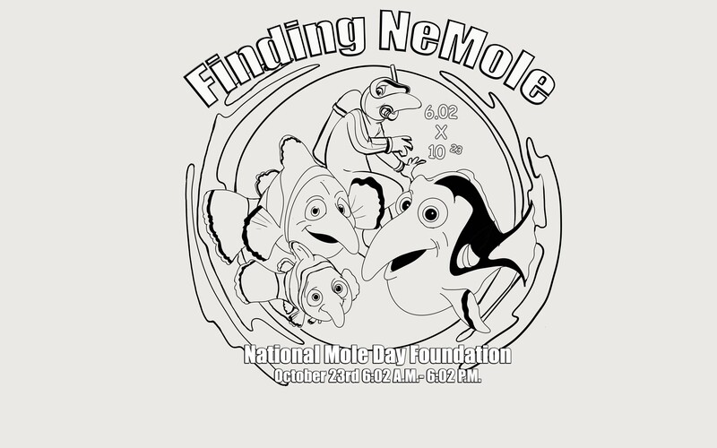 Finding NeMole Image in Black and White (coloring sheet)