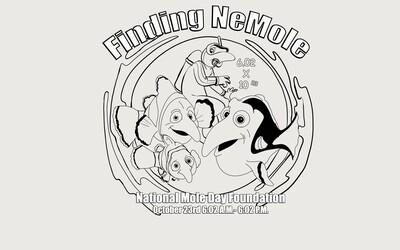 Finding NeMole Image in Black and White (coloring sheet)