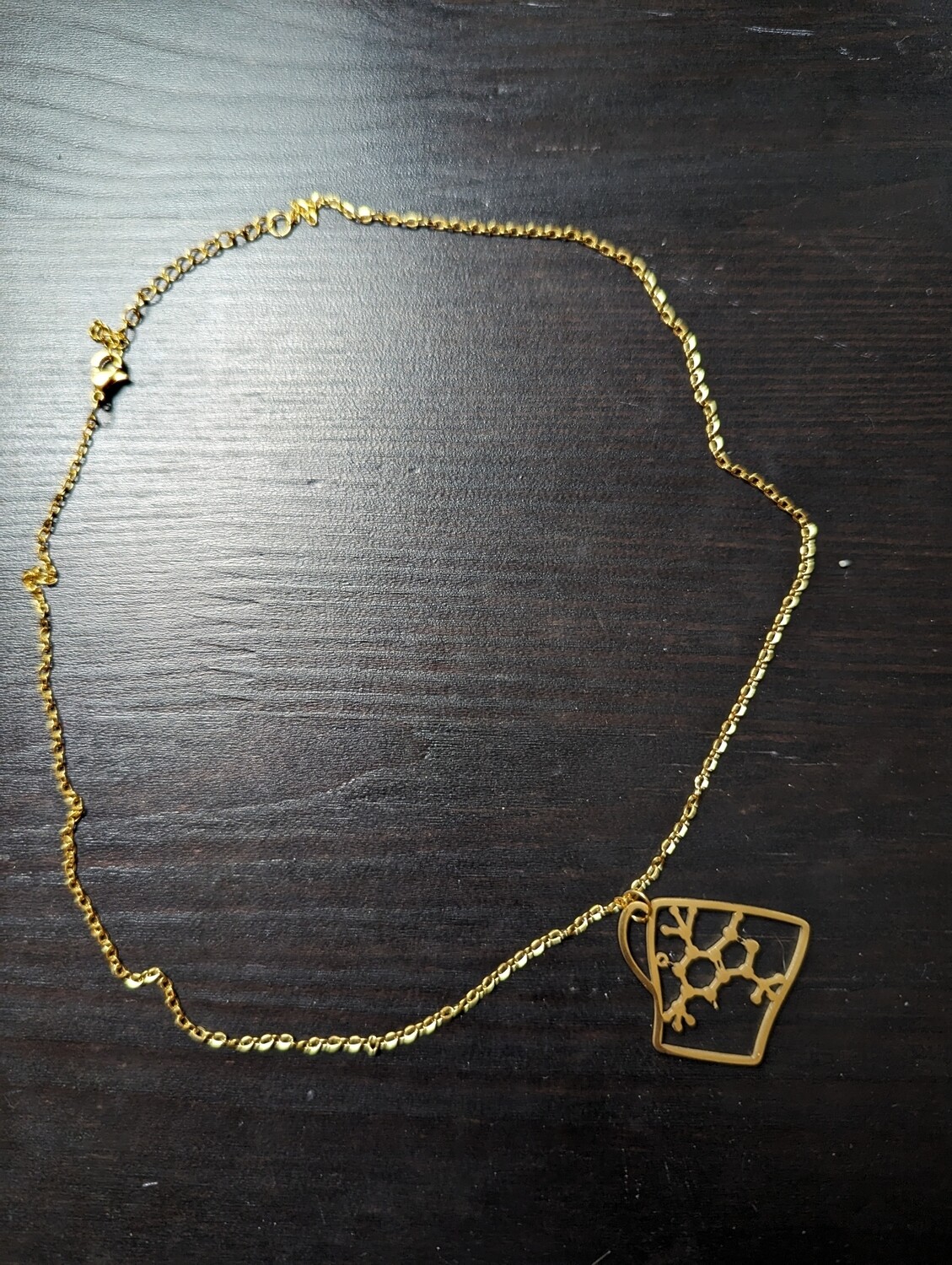Caffeine Inside Coffee Cup Charm Necklace (gold)