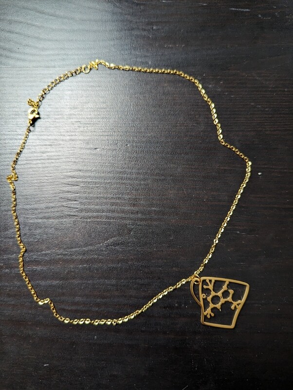 Caffeine Inside Coffee Cup Charm Necklace (gold)