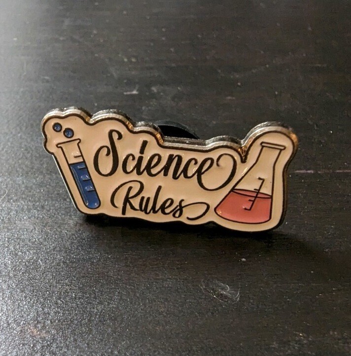 Science Rules Test Tube and Erlenmeyer Lapel Pin