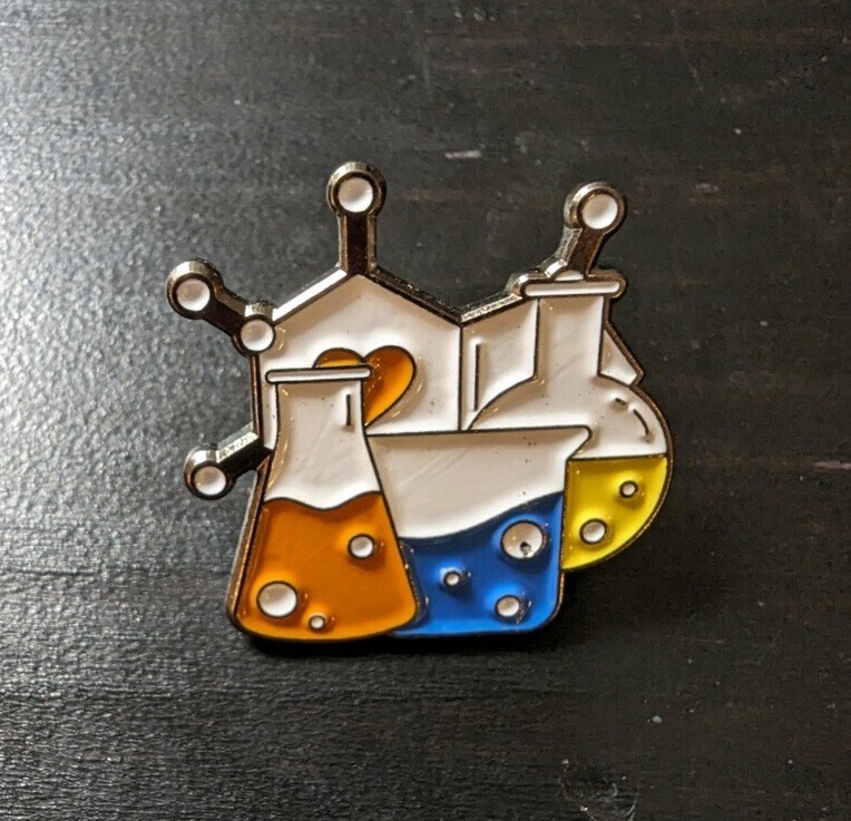 Molecule and Glassware Lapel Pin