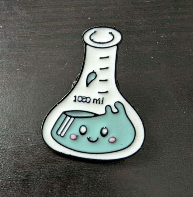 Blue Erlenmeyer with a Smile Lapel Pin