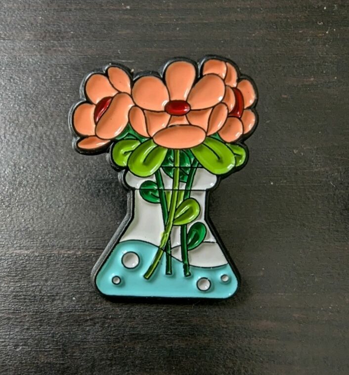 Flowers in Erlenmeyer Flask Lapel Pin