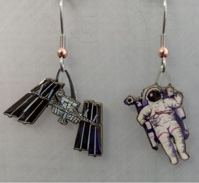 Astronaut and ISS Earrings (Recycled Material)