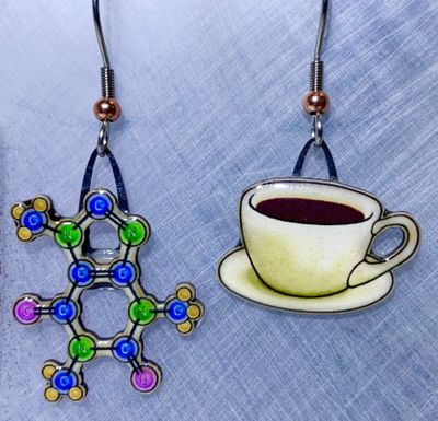 Caffeine and Coffee Earrings (Recycled Material)