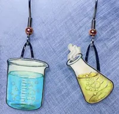 Blue and Yellow Glassware Earrings (Recycled Material)