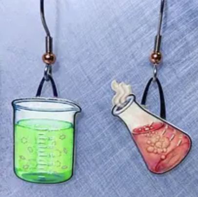 Green and Red Glassware Earrings (Recycled Material)