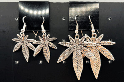 Silver Cannabis Earrings - Two Sizes Available