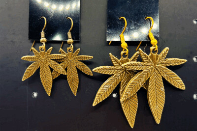 Bronze Cannabis Earrings  - Two Size Available
