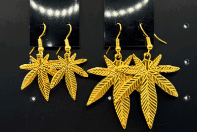 Gold Cannabis Earrings - Two Sizes​ Available