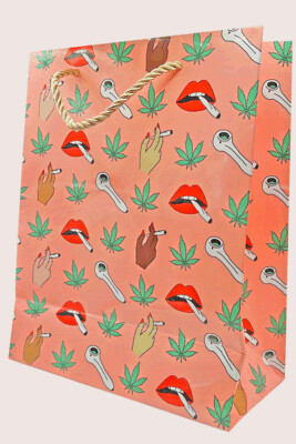 Cannabis Themed Pink Gift Bag