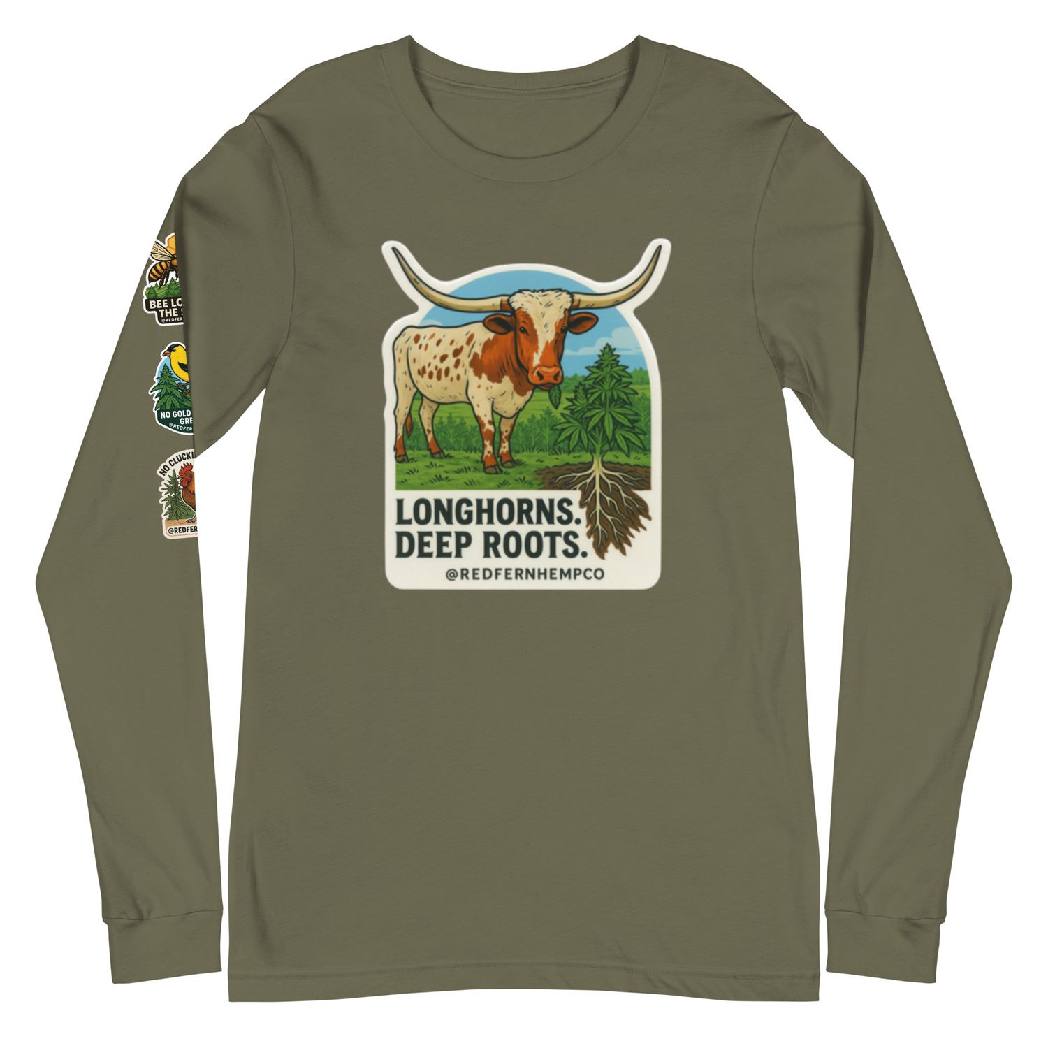 Longhorns Deep Roots- Sticker Inspired Long Sleeve Tee Longhorns Deep Roots- Sticker Inspired Long Sleeve Tee
