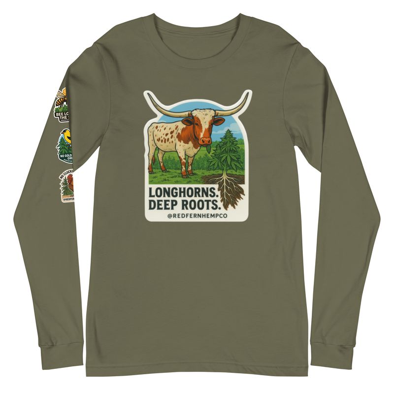 Longhorns Deep Roots- Sticker Inspired Long Sleeve Tee Longhorns Deep Roots- Sticker Inspired Long Sleeve Tee