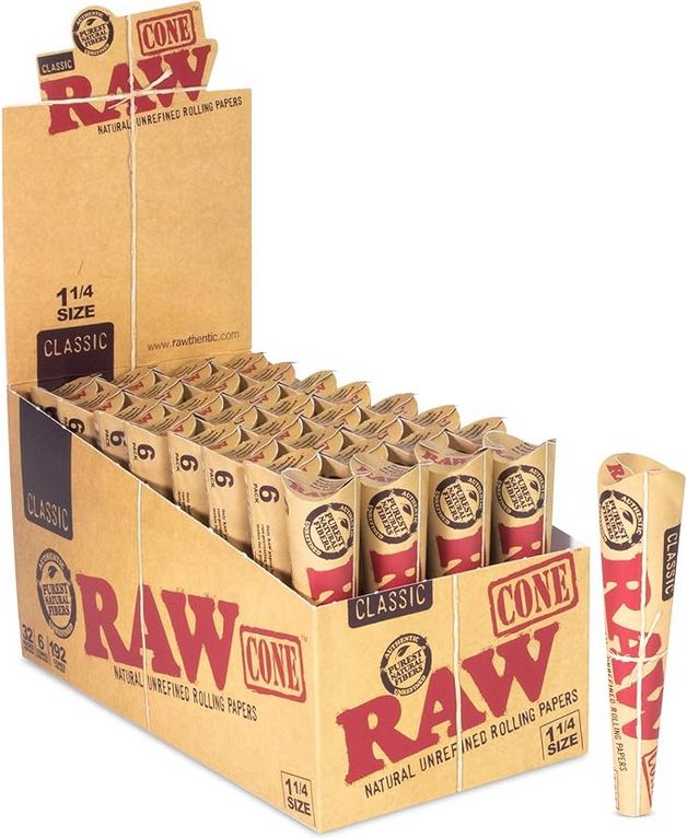 RAW Cones Classic 1¼ Size | Natural Pre Rolled Rolling Paper with Tips | 6 Cones per Pack RAW Cones Classic 1¼ Size | Natural Pre Rolled Rolling Paper with Tips | 6 Cones per Pack
