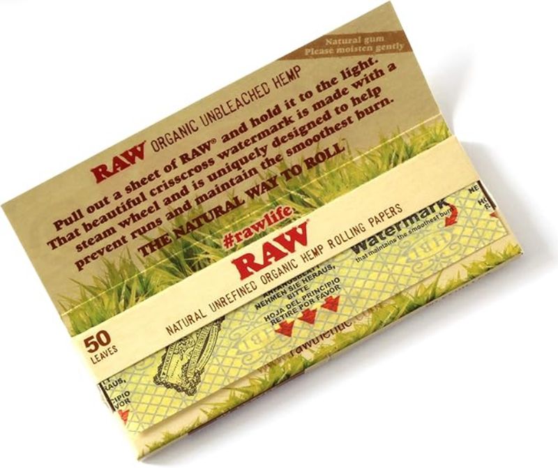 RAW Unrefined Organic 1.25 1 1/4 Size Cigarette Rolling Papers RAW Unrefined Organic 1.25 1 1/4 Size Cigarette Rolling Papers
