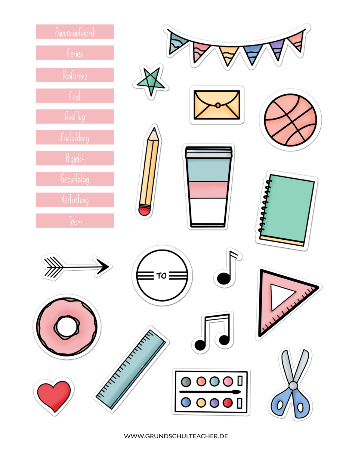 Sticker go digital Lehrerplaner rosa /weinrot