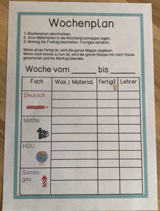 Wochenplan Vorlage