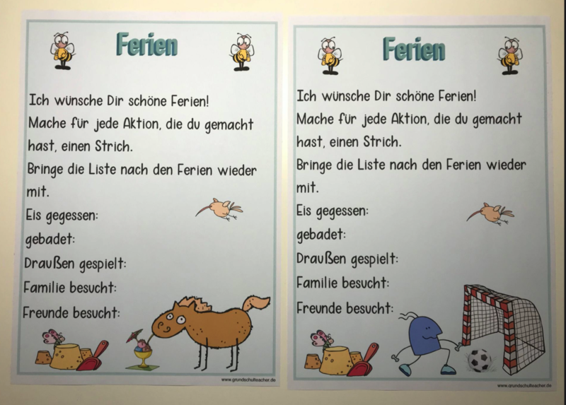 Ferienaktivitäten und Diagramme