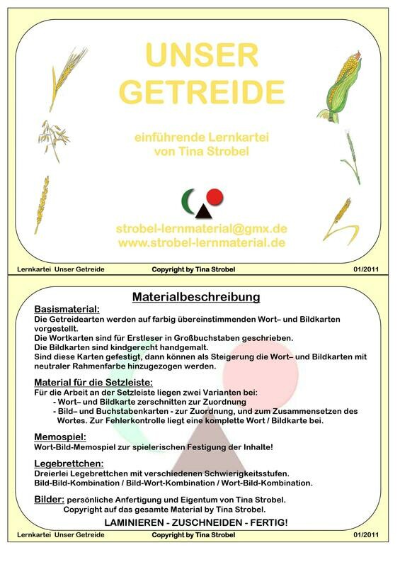 Unser Getreide Lernkartei - einführend