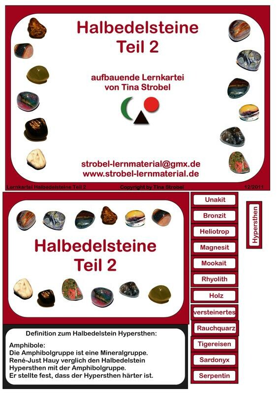 Halbedelsteine Lernkartei - aufbauend 2